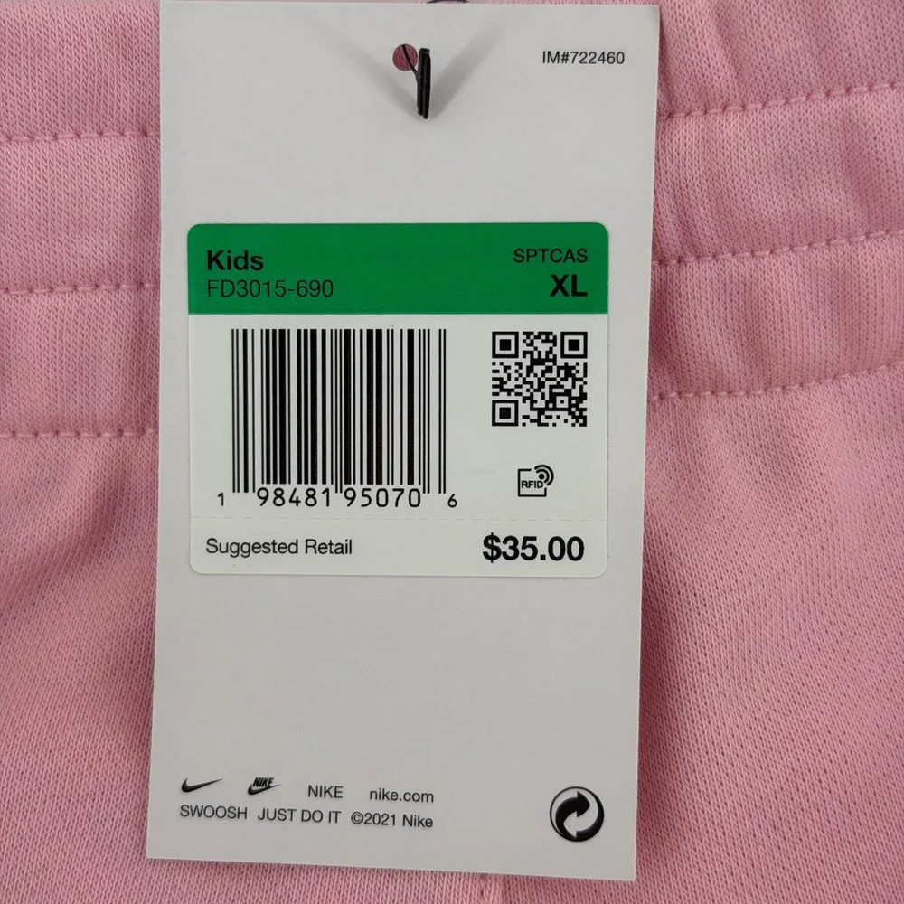 Nike Kids Sportswear Fleece Shorts Pink Bloom White FD3015-690 Youth XL‎ NWT